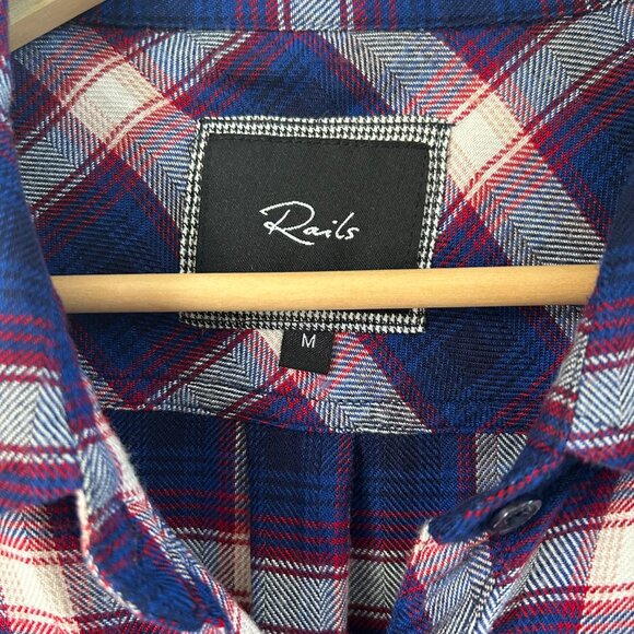Rails Shirt Hunter Plaid Blue Red White Button up Flannel Tom SZM Long Sleeve - Picture 6 of 9